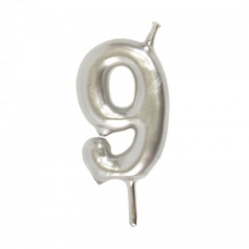 Vela Número 9 Prateado